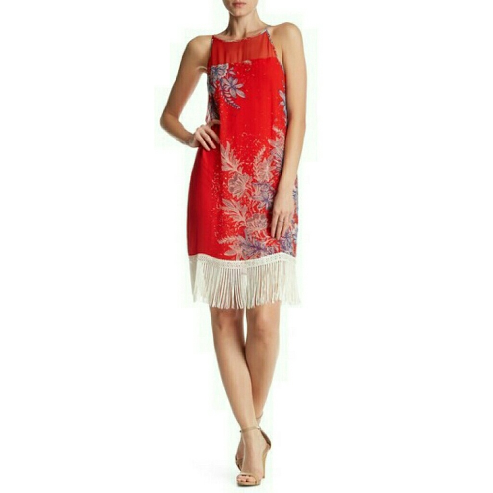 🌸 ELLA MOSS SILK FLORAL FRINGE DRESS